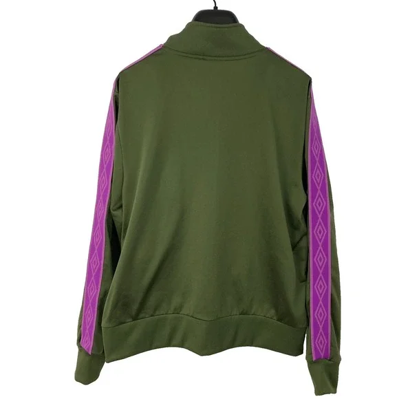 Umbro Retro Olive Green & Purple Diamond Tape Track Jacket - Picture 2 of 9